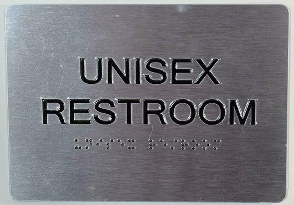 Unisex Restroom Sign with Tactile Text and   Braille sign -Tactile Signs The Sensation line  Braille sign