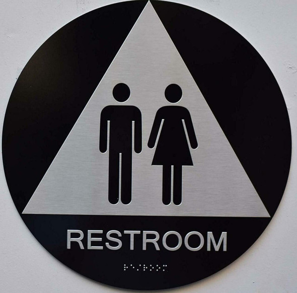Unisex Restroom CA -  The Sensation line -Tactile Signs Ada sign