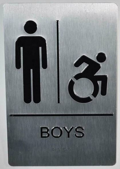 Boys ACCESSIBLE Restroom Sign with Tactile Text and   Braille sign -Tactile Signs The Sensation line  Braille sign