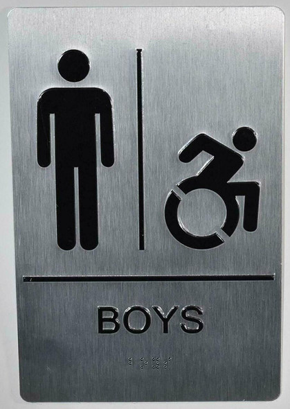 Boys ACCESSIBLE Restroom Sign with Tactile Text and Braille Sign -Tactile Signs The Sensation line Ada sign