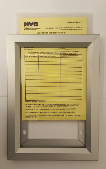 HPD CERTIFICATE OF INSPECTION VISITS IN FRAME SIGNS