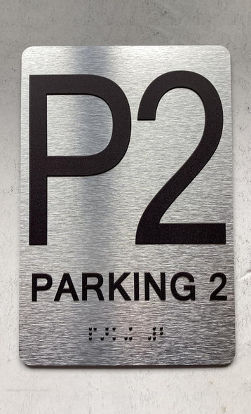 NYC FLOOR NUMBER SIGN WITH RAISED LETTERS THE PARK AVE LINE (P2- PARKING 2)