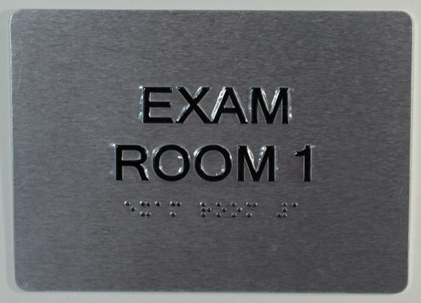 EXAM Room 1 Sign with Tactile Text and Braille Sign -Tactile Signs  The Sensation line Ada sign