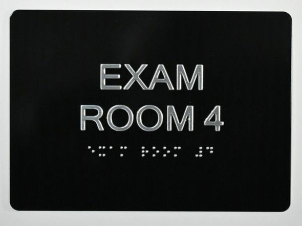 EXAM Room 4 Sign with Tactile Text and   Braille sign -Tactile Signs  The Sensation line  Braille sign