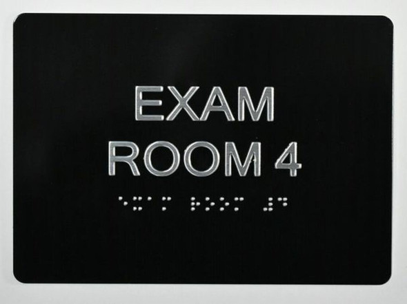 EXAM Room 4 Sign with Tactile Text and Braille Sign -Tactile Signs  The Sensation line Ada sign