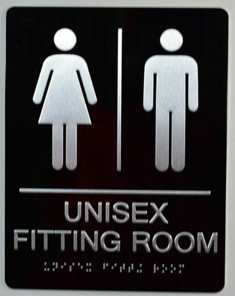 Unisex Fitting Room Sign -Tactile Signs Tactile Signs  ADA-Compliant Sign.  -Tactile Signs  The Sensation line  Braille sign