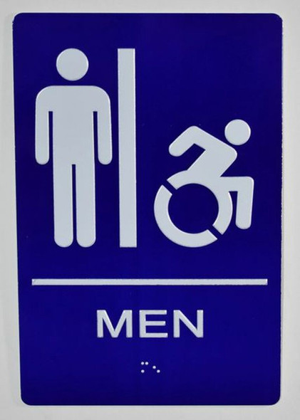 CA ADA Men Restroom accessible Sign -Tactile Signs  The Sensation line Ada sign