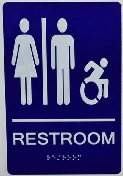 Unisex ACCESSIBLE Restroom - ADA Compliant Sign.  -Tactile Signs  The Sensation line Ada sign