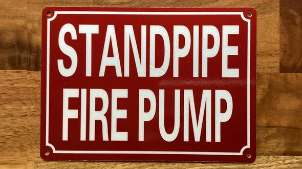 NYC STANDPIPE FIRE PUMP SIGN