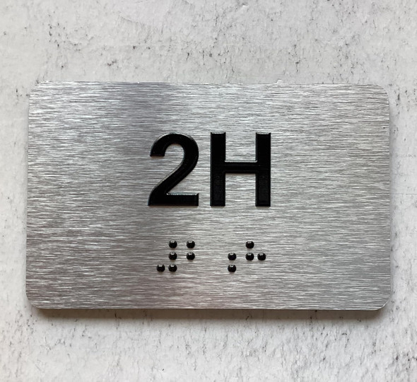 NYC APT NUMBER 2H SIGN-UNIT NUMBER SIGN WITH RAISED LETTERS