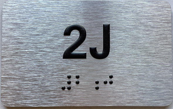 NYC APT NUMBER 2J SIGN-UNIT NUMBER SIGN WITH RAISED LETTERS