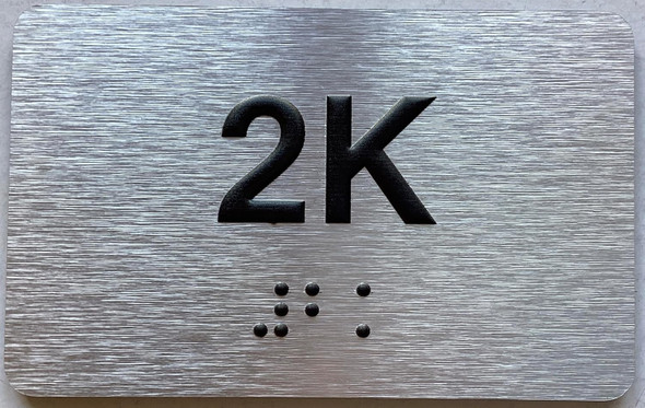 APT NUMBER 2K SIGN-UNIT NUMBER SIGN WITH RAISED LETTERS