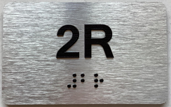 APT NUMBER 2R SIGN-UNIT NUMBER SIGN WITH RAISED LETTERS