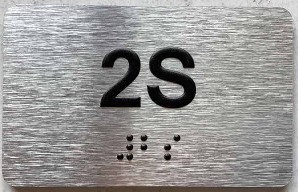 APT NUMBER 2S SIGN-UNIT NUMBER SIGN WITH RAISED LETTERS