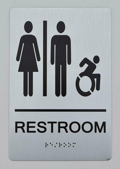 UNISEX ACCESSIBLE RESTROOM - ADA compliant sign.  -Tactile Signs The sensation line  Braille sign