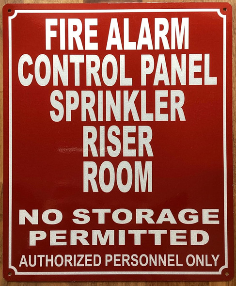 FIRE ALARM CONTROL PANEL SPRINKLER RISER ROOM SIGN