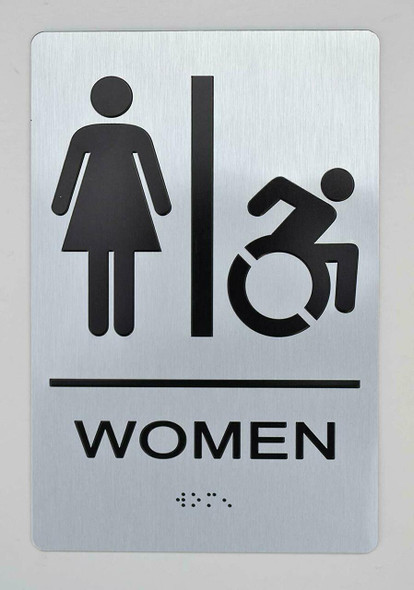 WOMEN ACCESSIBLE RESTROOM Sign -Tactile Signs The sensation line  Braille sign