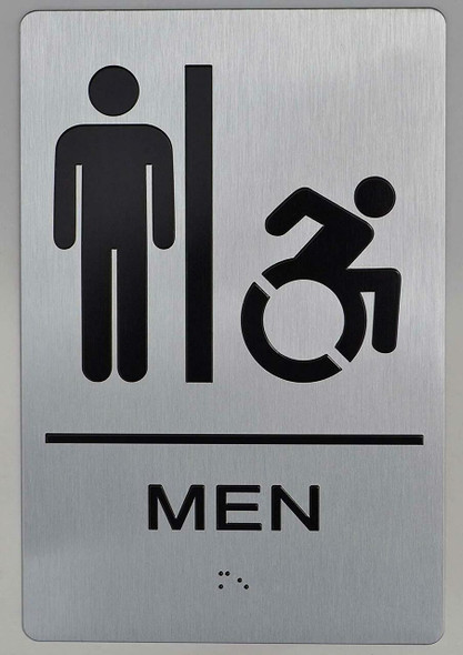 NYC Men Accessible Restroom Sign  -The Sensation line -Tactile Signs  Braille sign