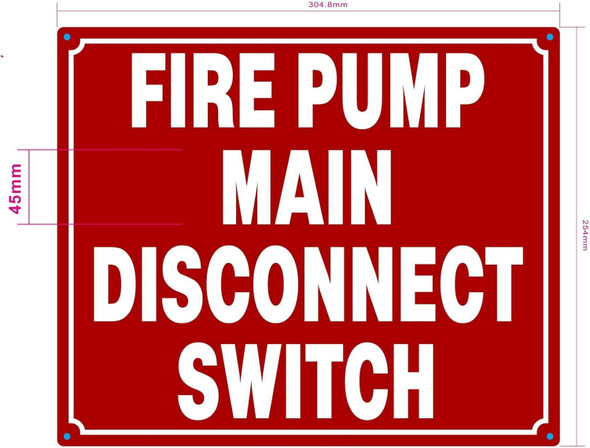 NYC FIRE PUMP MAIN DISCONNECT SWITCH SIGN