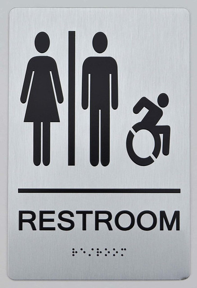 NYC Restroom Sign -Tactile Signs Accessible Restroom - ADA Compliant Sign.  -Tactile Signs The Sensation line Ada sign