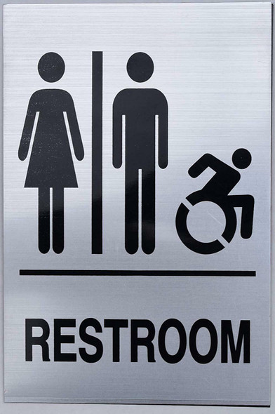 Unisex Restroom - Sign.  -Tactile Signs Ada sign