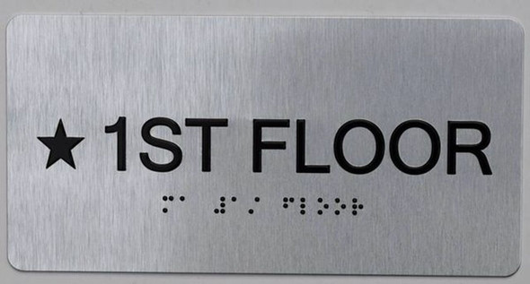 Star Floor Number 1 Sign  -Tactile Touch   Braille sign - The Sensation line -Tactile Signs   Braille sign