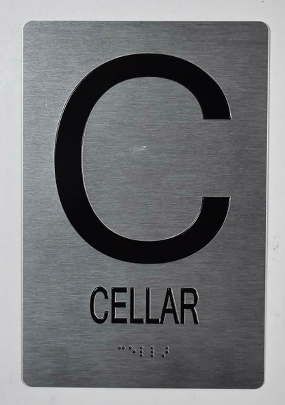 Cellar Floor Number Sign -Tactile Touch Braille Sign- The Sensation line -Tactile Signs  Ada sign