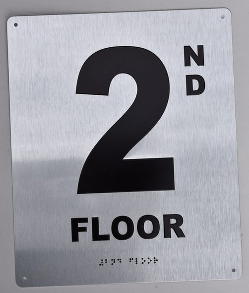 2ND Floor Sign -Tactile Signs Tactile Signs  Floor Number Sign -Tactile Signs Tactile Signs  Tactile Touch Braille Sign - The Sensation line Ada sign