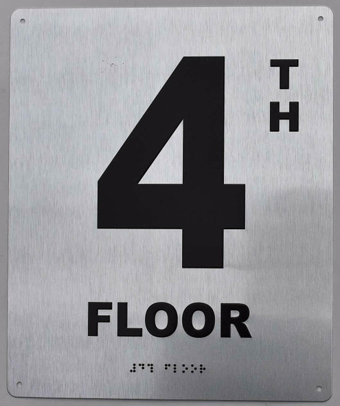 4TH Floor Sign -Tactile Signs  Floor Number Sign -Tactile Signs Tactile Signs  Tactile Touch Braille Sign - The Sensation line Ada sign