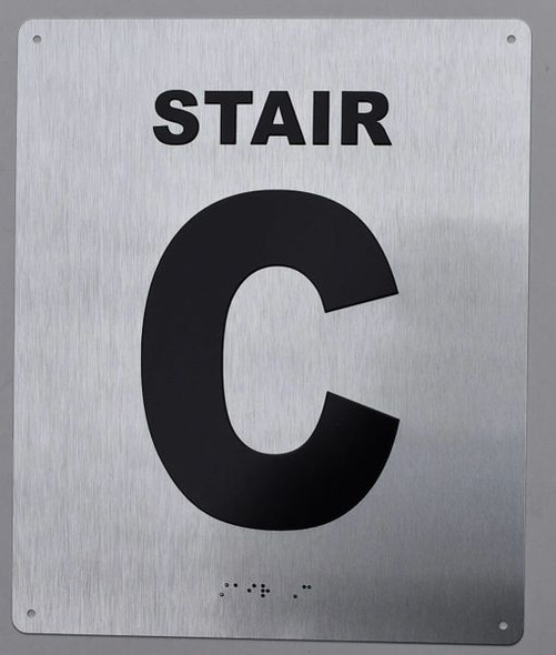 Stair C Sign - Tactile Touch Braille Sign - The Sensation line -Tactile Signs  Ada sign