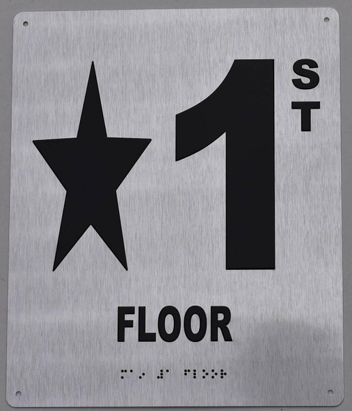 Floor Number Star 1 Sign -Tactile Signs Tactile Signs  Floor Number Sign -Tactile Signs Tactile Signs  Tactile Touch Braille Sign - The Sensation line Ada sign