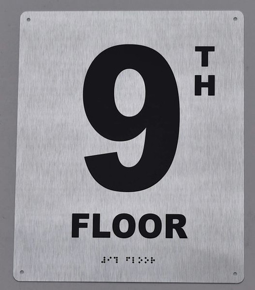 9TH Floor Sign -Tactile Signs Tactile Signs  Floor Number Sign -Tactile Signs Tactile Signs  Tactile Touch Braille Sign - The Sensation line Ada sign
