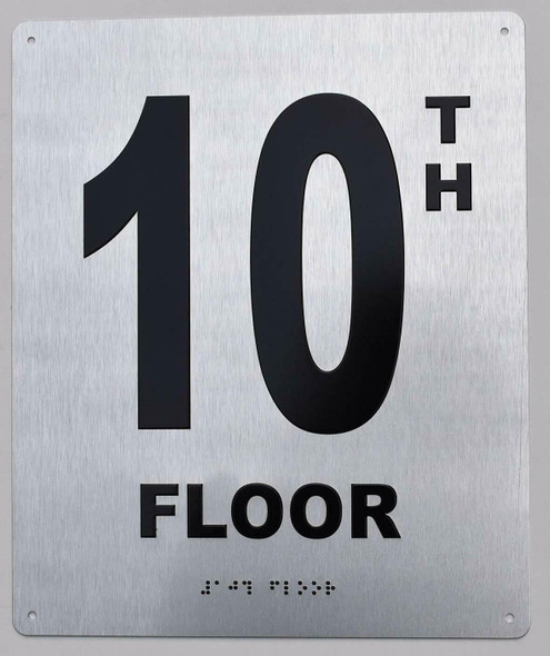 10TH Floor Sign -Tactile Signs Tactile Signs  Floor Number Sign -Tactile Signs Tactile Signs  Tactile Touch Braille Sign - The Sensation line Ada sign