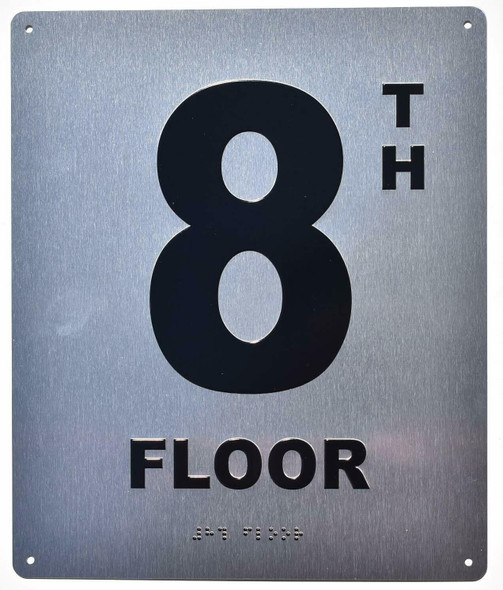 8TH Floor Sign -Tactile Signs Tactile Signs  Floor Number Sign -Tactile Signs Tactile Signs  Tactile Touch Braille Sign - The Sensation line Ada sign