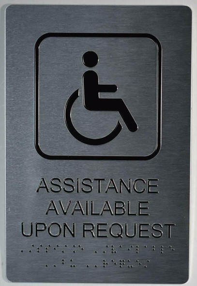ADA-Assistance Available Upon Request Sign  - Tactile Touch Braille Sign- The Sensation line -Tactile Signs  Ada sign