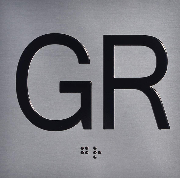 Ground (GR) Floor Elevator Jamb Plate Sign with Braille and Raised Number-Elevator Floor Number Sign  Elevator sign
