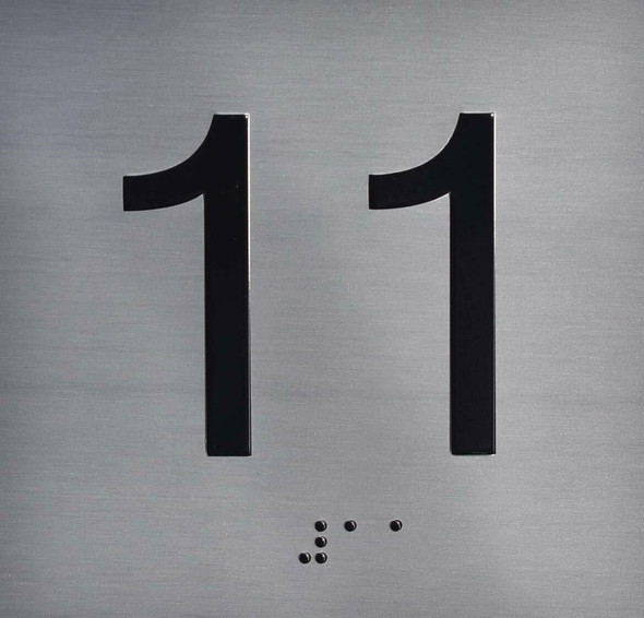 11TH Floor Elevator Jamb Plate Sign with Braille and Raised Number-Elevator Floor Number Sign  Elevator sign