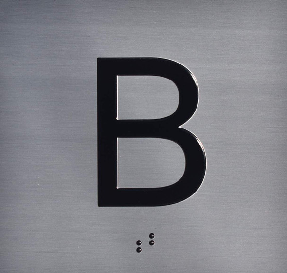 B Floor Elevator Jamb Plate Sign (Basement Floor) with Braille and Raised Number-Elevator Floor Number Sign  Elevator sign