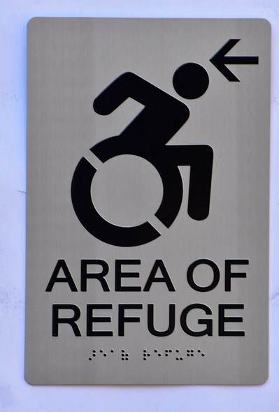 Area of Refuge Sign Left Arrow - The Sensation line -Tactile Signs  Ada sign