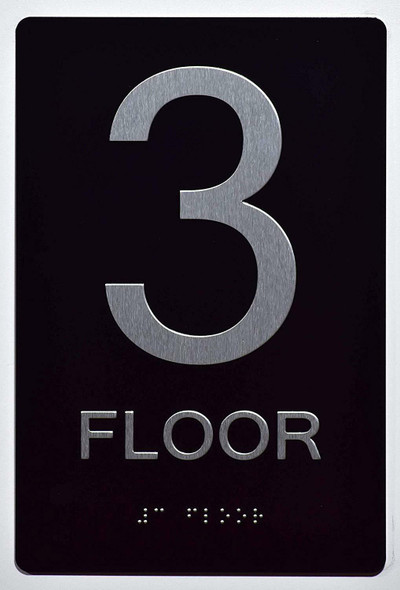 Floor Number Sign -Tactile Signs 3RD Floor Sign The Sensation line Ada sign