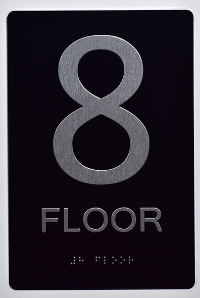 Floor Number Sign -Tactile Signs 8TH Floor Sign The Sensation line Ada sign
