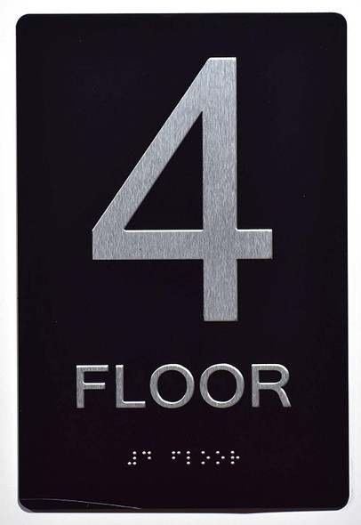 Floor Number Sign -Tactile Signs 4TH Floor Sign The Sensation line Ada sign