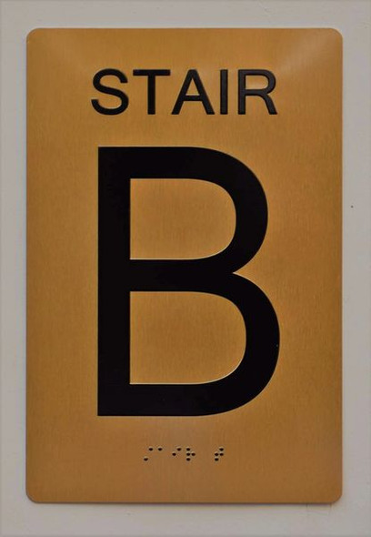 Stairs B Sign -Tactile Signs Tactile Signs  Gold (Aluminium, Gold/Black,Size 6X9) The Sensation line