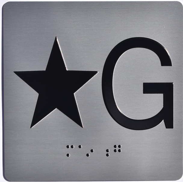 Signage  Elevator JAMB Plate with Braille - Elevator Floor Number Brush SILVER