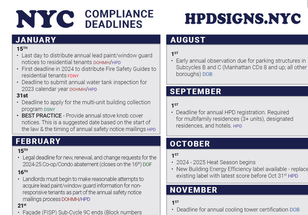 My NYC COMPLIANCE DEADLINE CHEAT SHEET (pdf file)