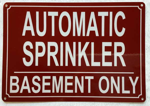AUTOMATIC SPRINKLER IN BASEMENT ONLY SIGN