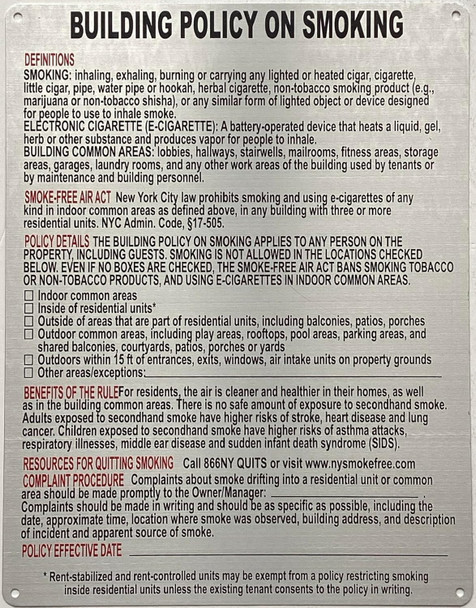 HPD BUILDING SMOKE POLICY SIGNS