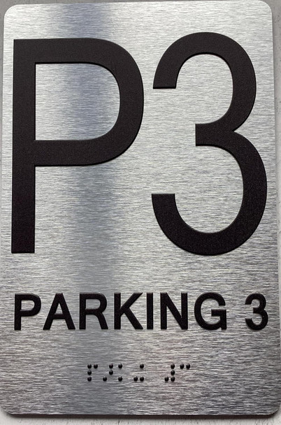 FLOOR NUMBER SIGN WITH RAISED LETTERS THE PARK AVE LINE (P3-PARKING 3)