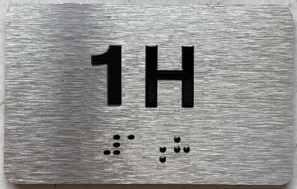 APT NUMBER 1H SIGN-UNIT NUMBER SIGN WITH RAISED LETTERS