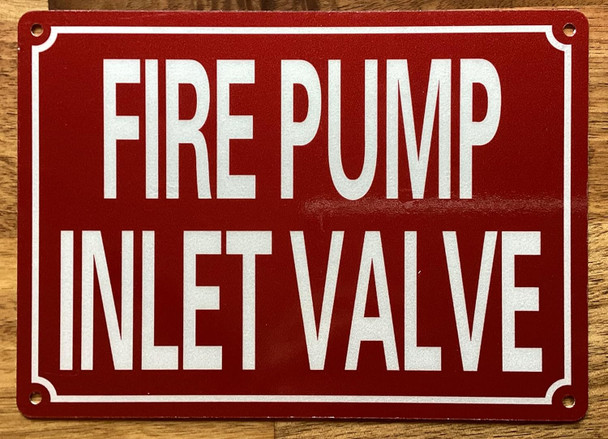 FIRE PUMP INLET VALVE SIGN